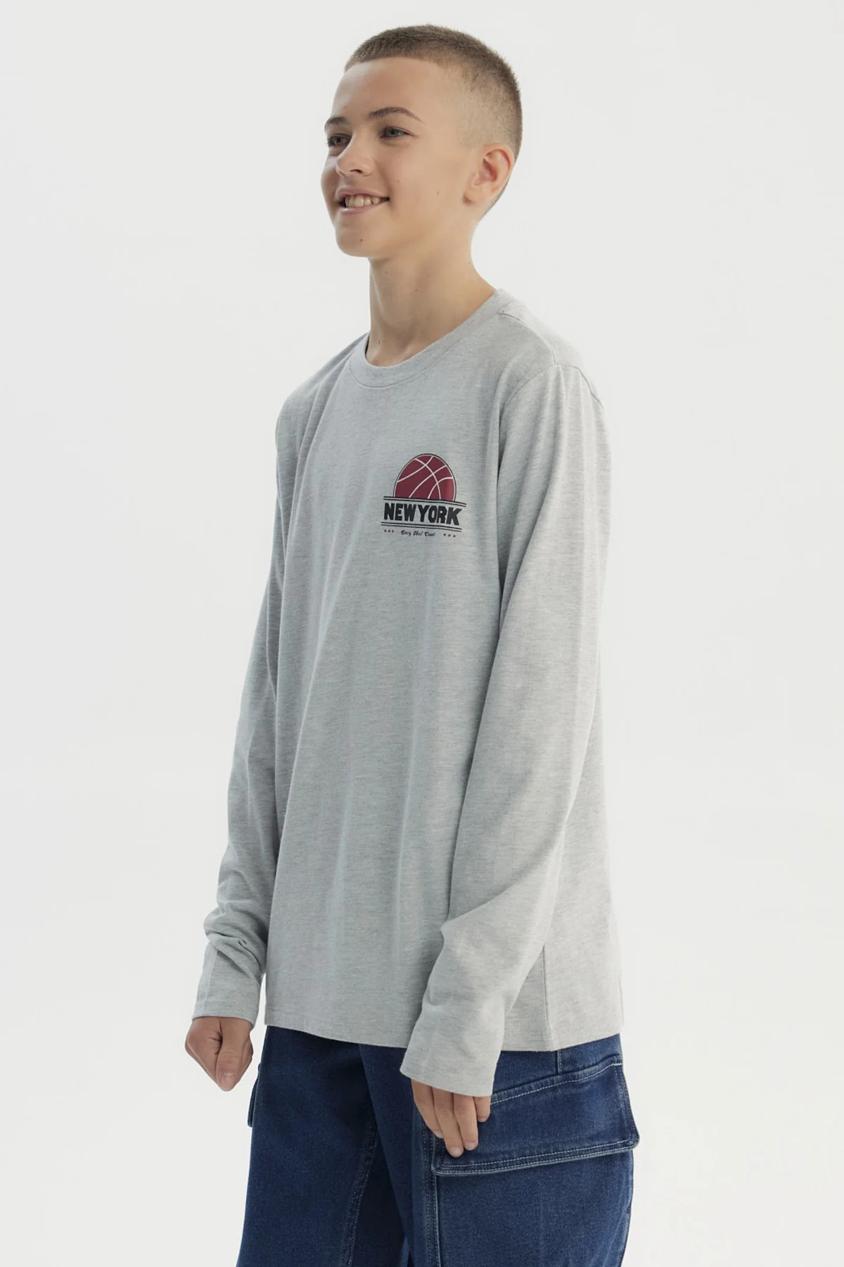 Polera Niño Slim Gris Melange - Image 3