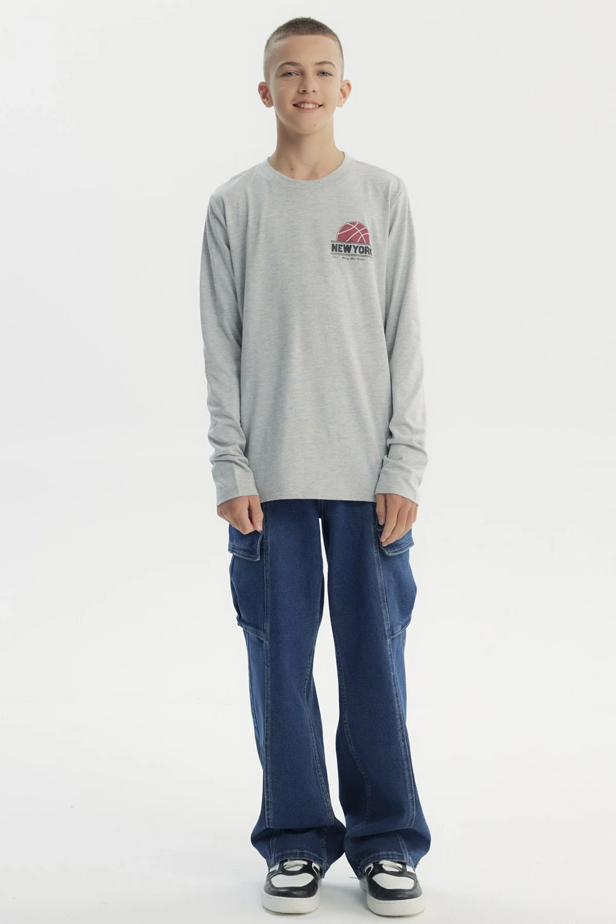 Polera Niño Slim Gris Melange - Image 4