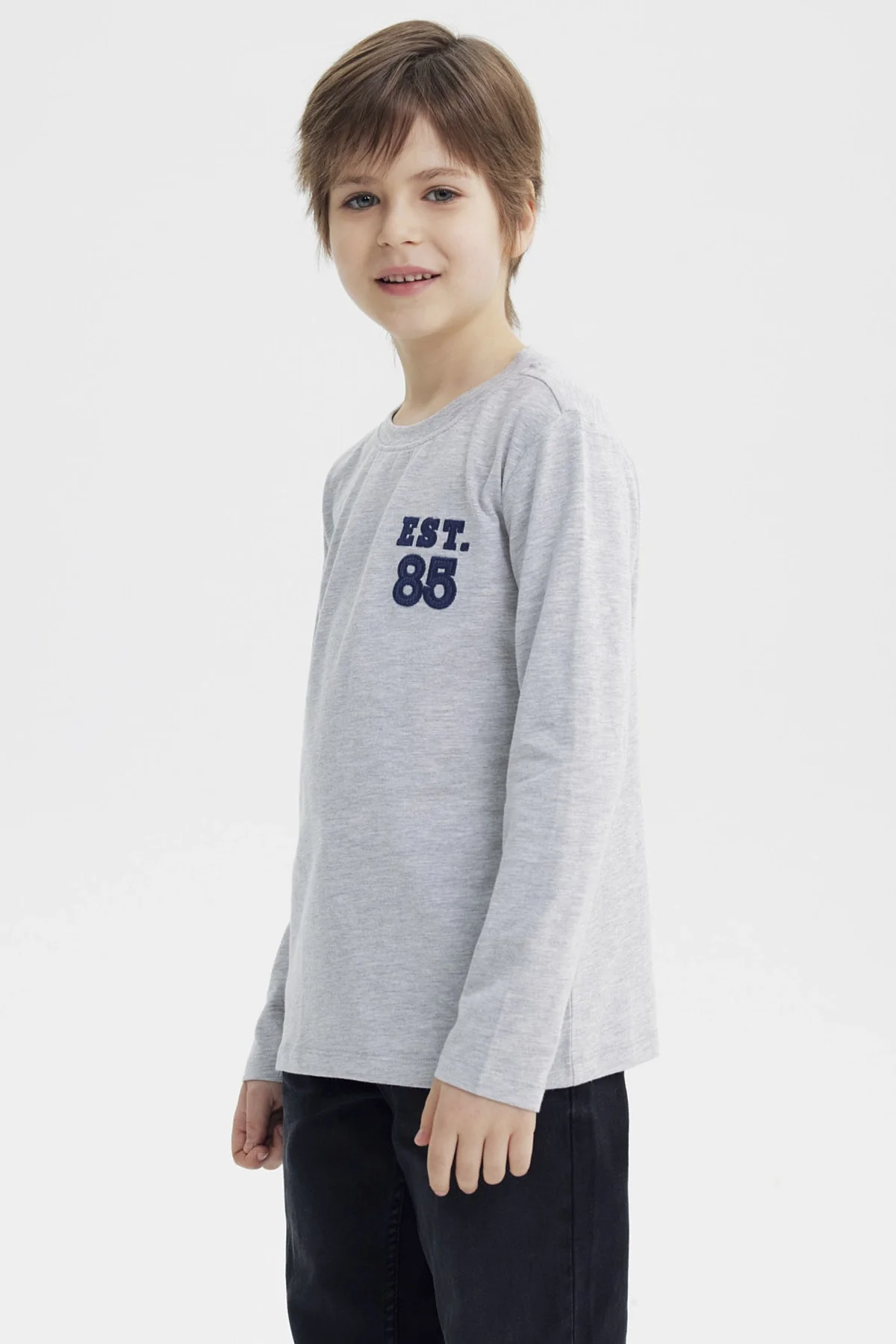 Polera Niño Slim Gris Melange - Image 3