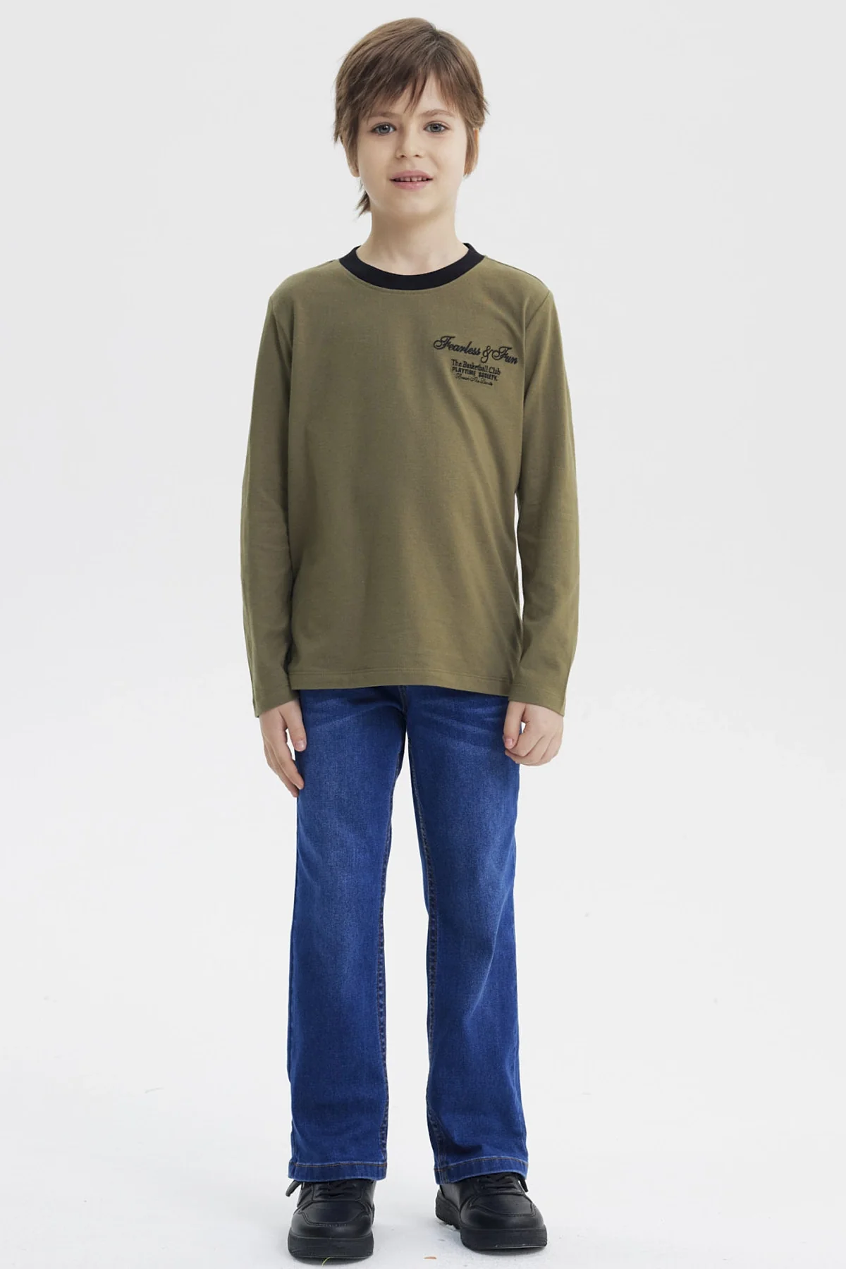 Polera Niño Slim Verde Militar - Image 4