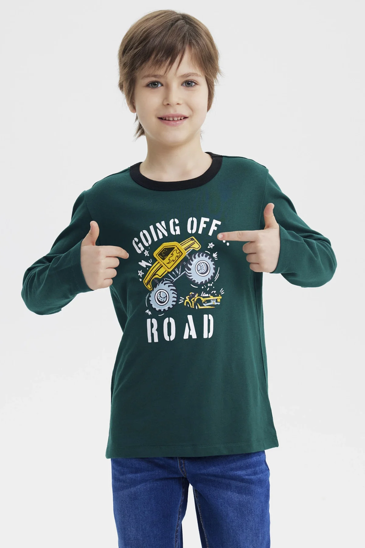 Polera Niño Slim Verde Oscuro