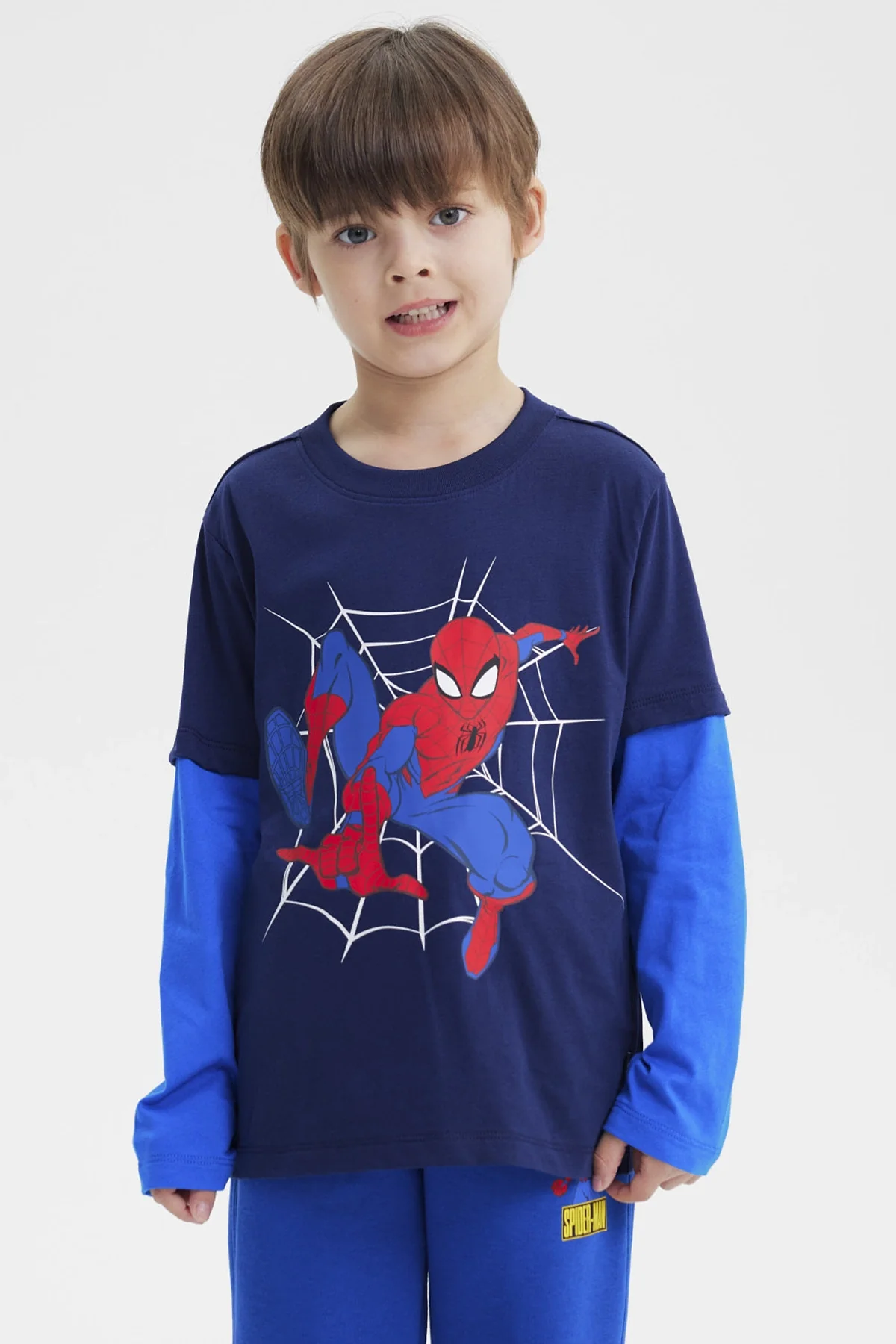 Polera Niño Spiderman Azul Marino