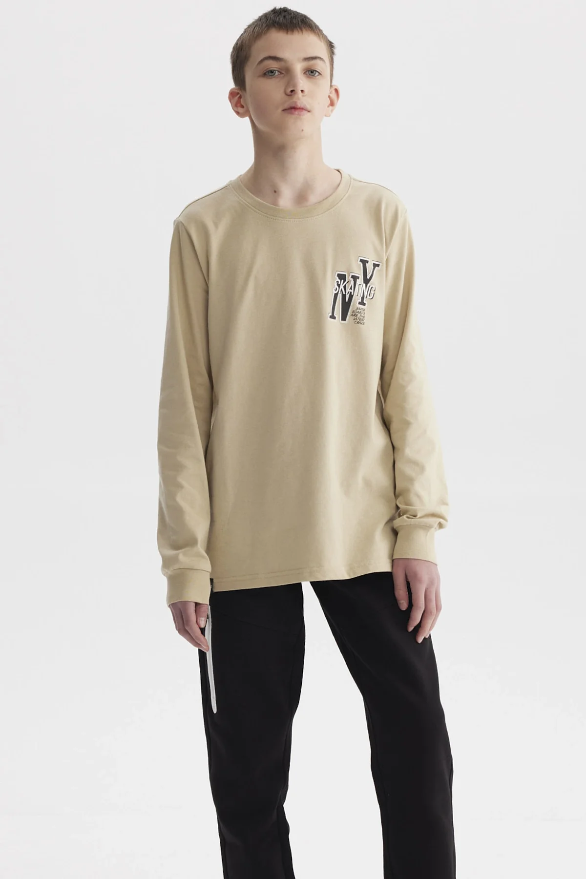 Polera Niño Teen Print Con Puño Beige