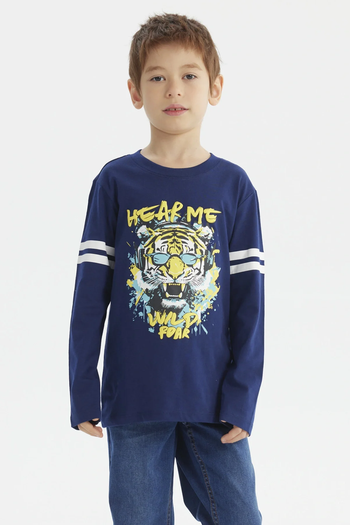 Polera Niño Toddler Franjas Azul Oscuro