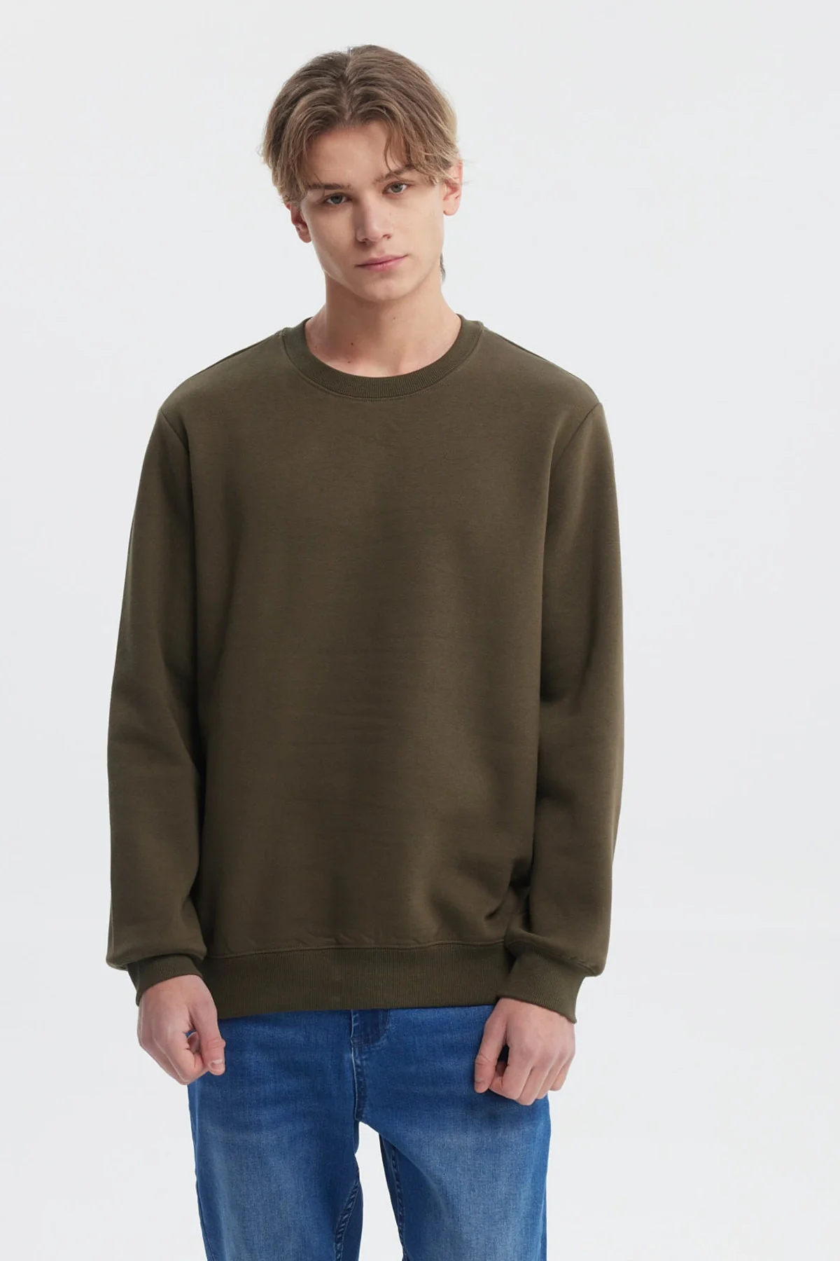 Polerón Hombre Básico Verde Olivo
