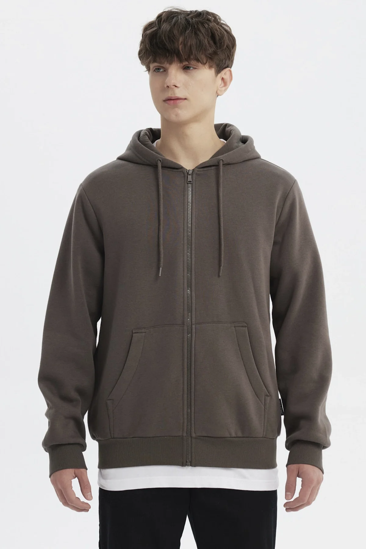 Polerón Hombre Full Zipper Basico Acero
