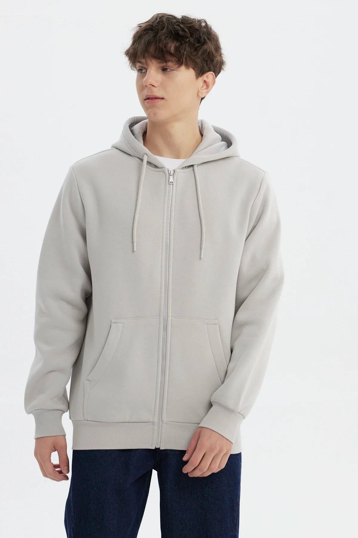 Polerón Hombre Full Zipper Basico Gris