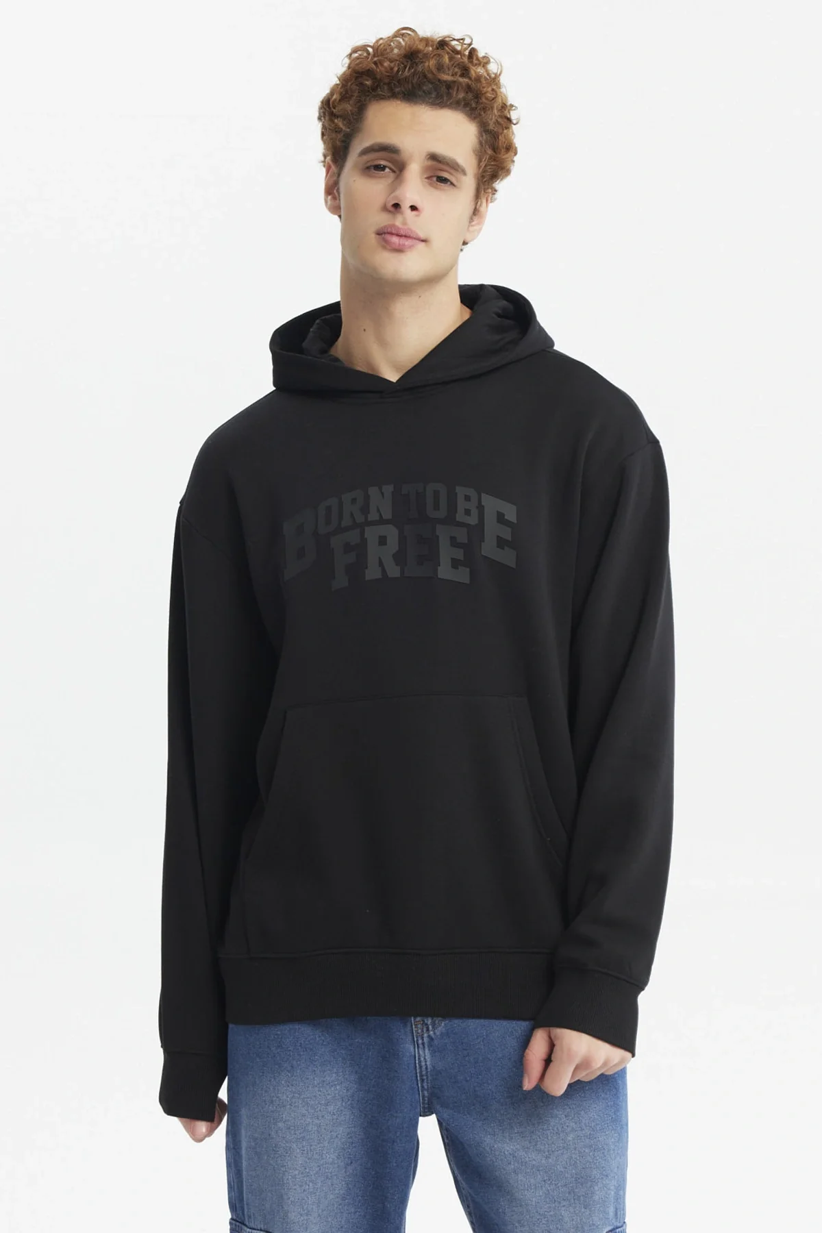 Polerón Hombre Hoodie Print Central Negro