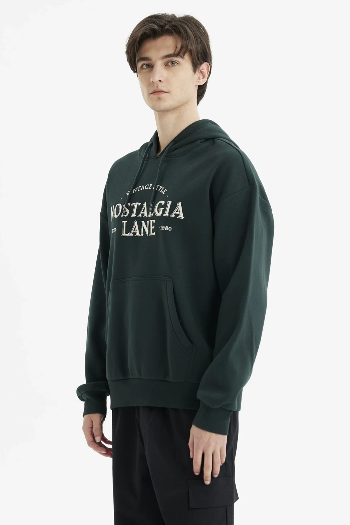 Polerón Hombre Hoodie Print Frontal Verde - Image 2