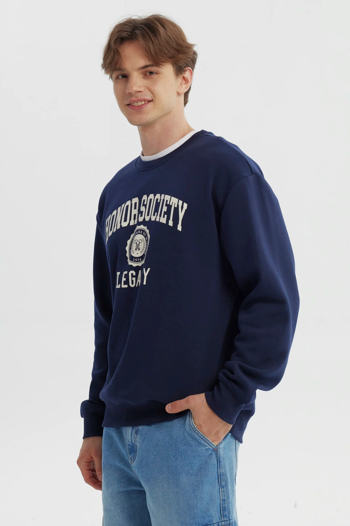 Polerón Hombre Oversize Azul Marino - Image 2