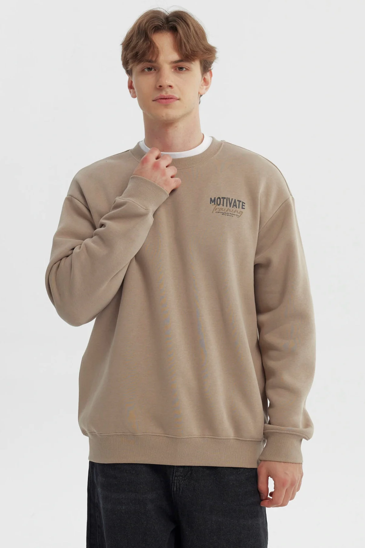 Polerón Hombre Slim Beige Oscuro