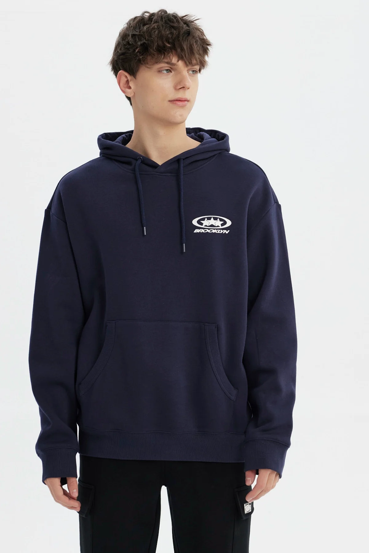 Polerón Hombre Slim Con Gorro Azul Marino