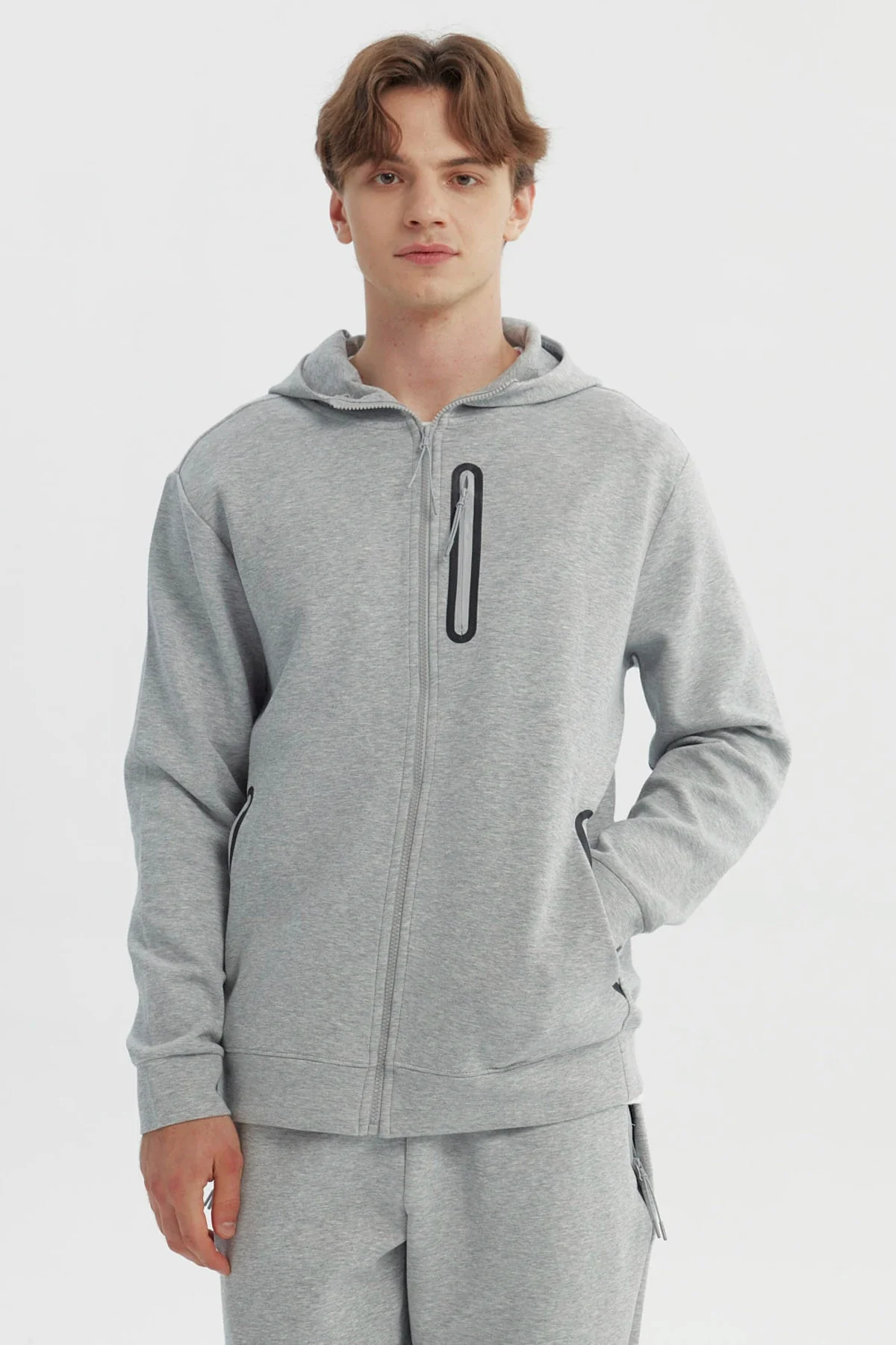 Polerón Hombre Slim Gris Melange
