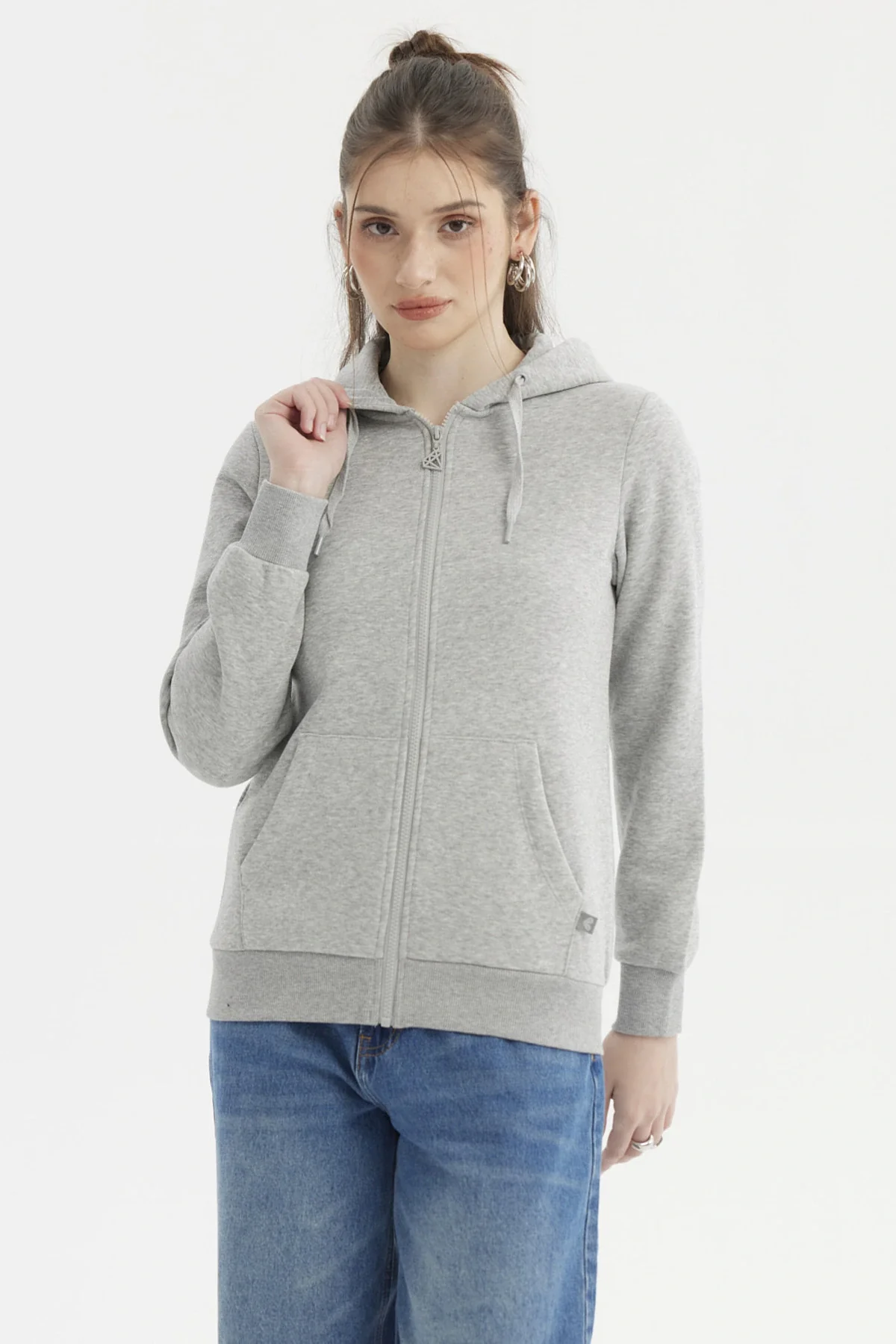 Polerón Mujer Abierto Hodie Gris Melange