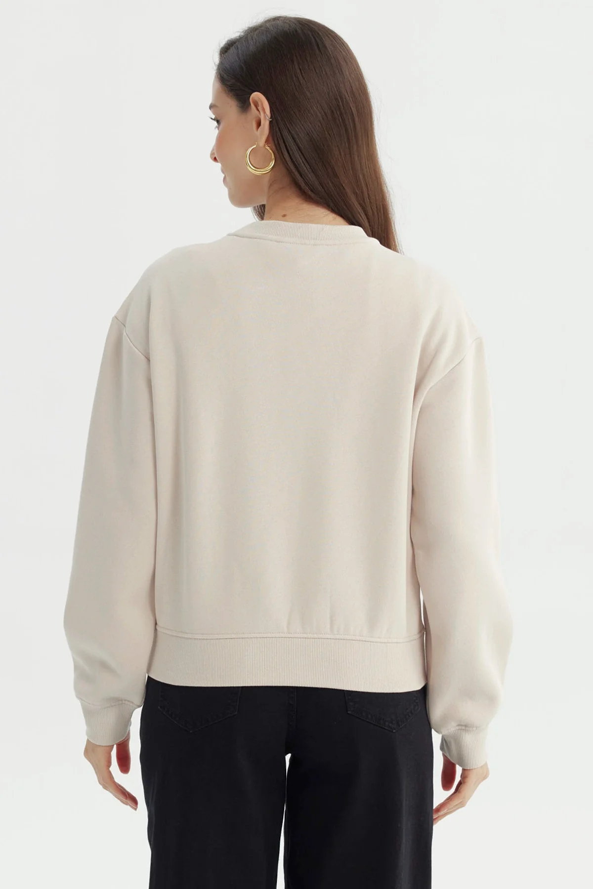 Polerón Mujer Adorno Print Beige Claro - Image 3