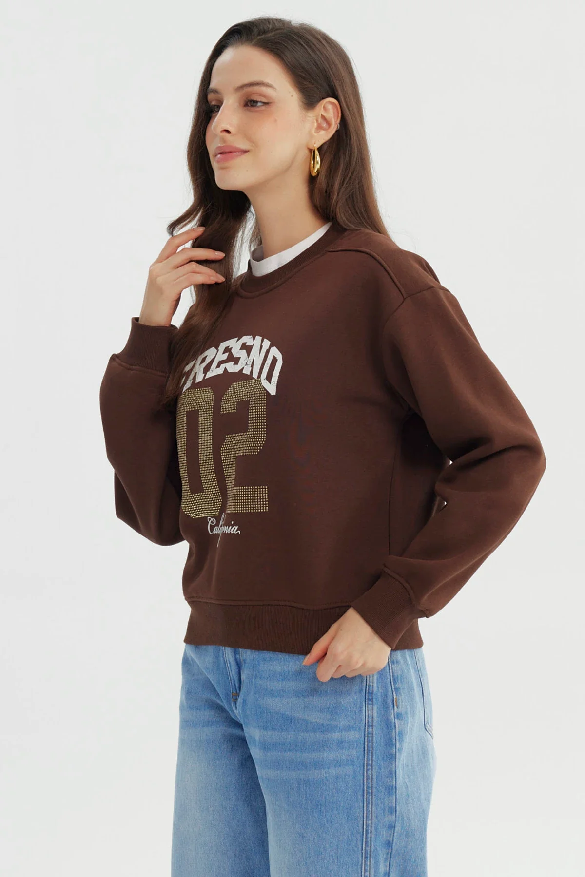 Polerón Mujer Adorno Print Chocolate - Image 2