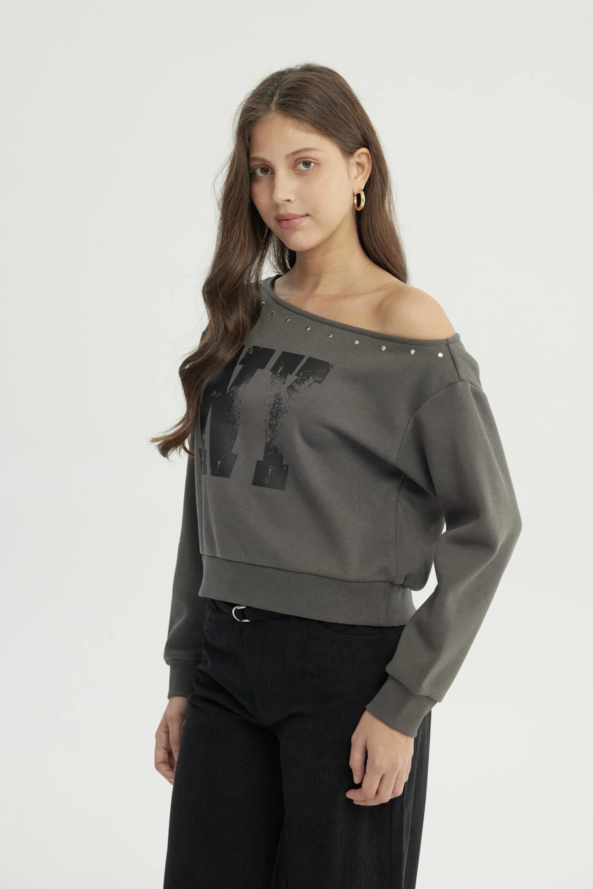 Polerón Mujer Clásico Gris Oscuro - Image 2