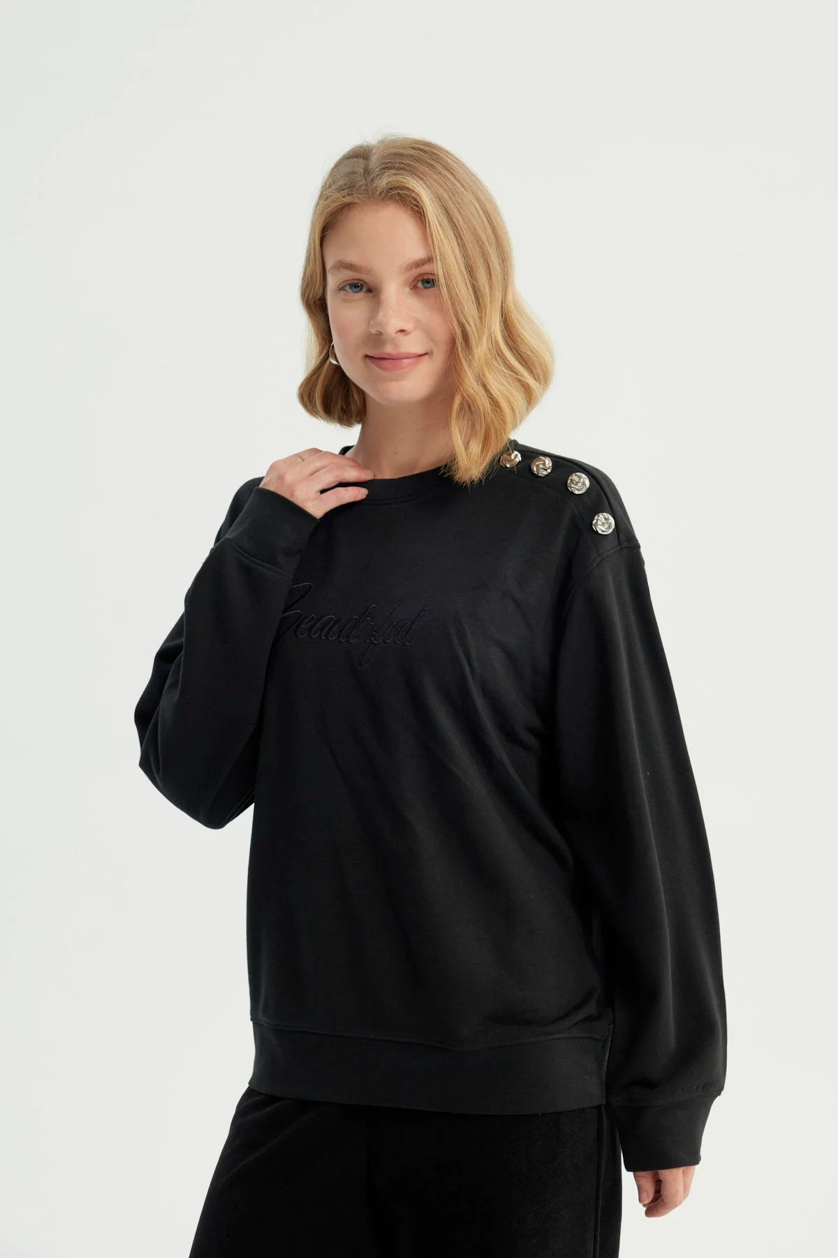 Polerón Mujer Clásico Negro - Image 2