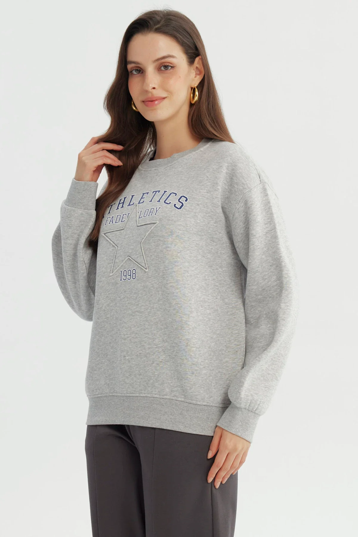 Polerón Mujer Classic Gris Melange - Image 2