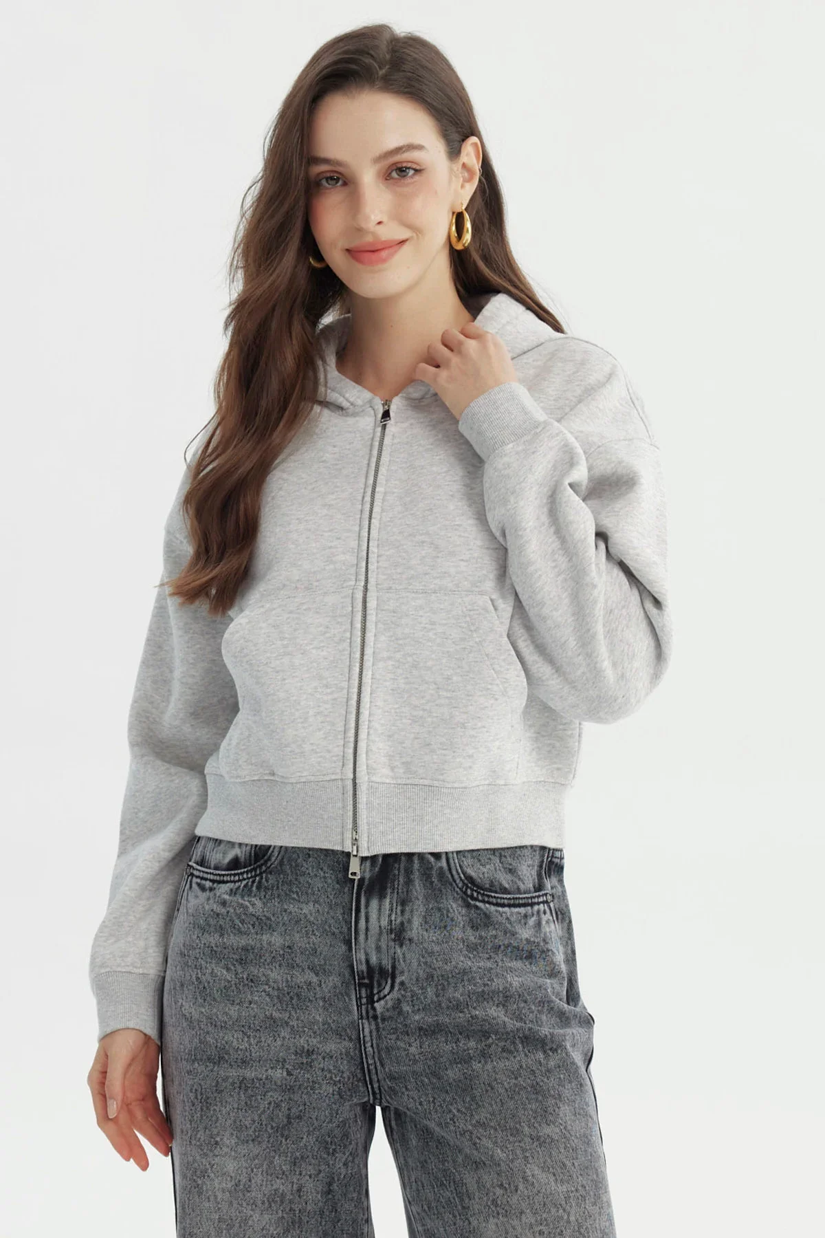Polerón Mujer Classic Gris Melange