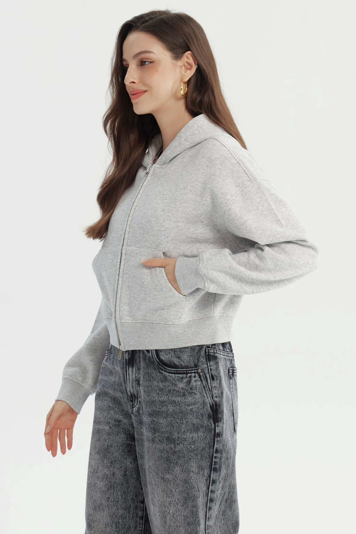 Polerón Mujer Classic Gris Melange - Image 2