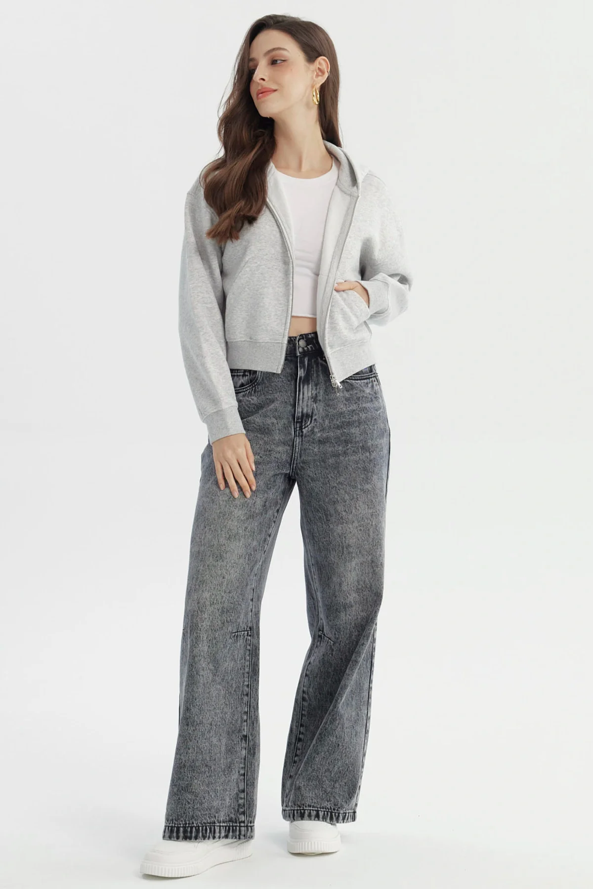 Polerón Mujer Classic Gris Melange - Image 4