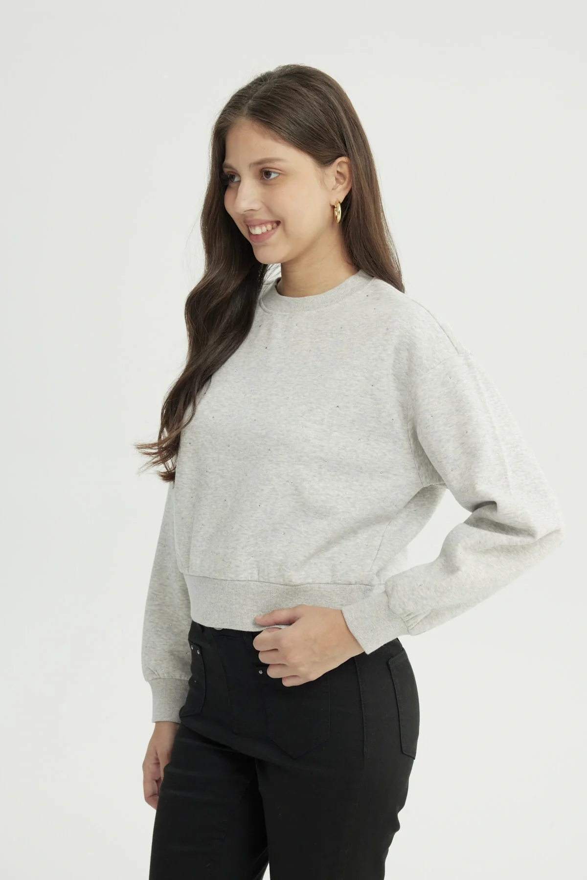Polerón Mujer Classic Gris Melange - Image 2