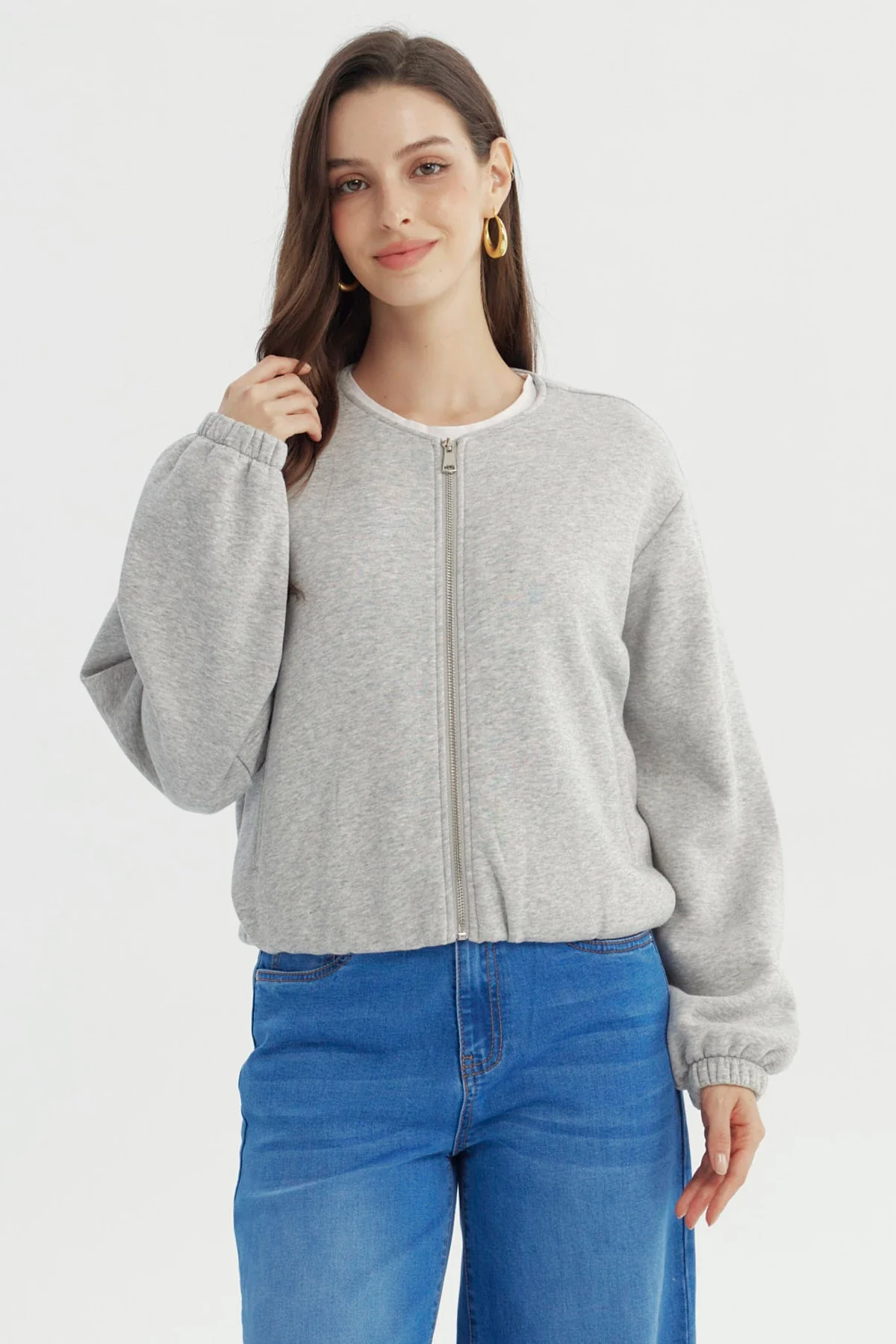 Polerón Mujer Classic Gris Melange