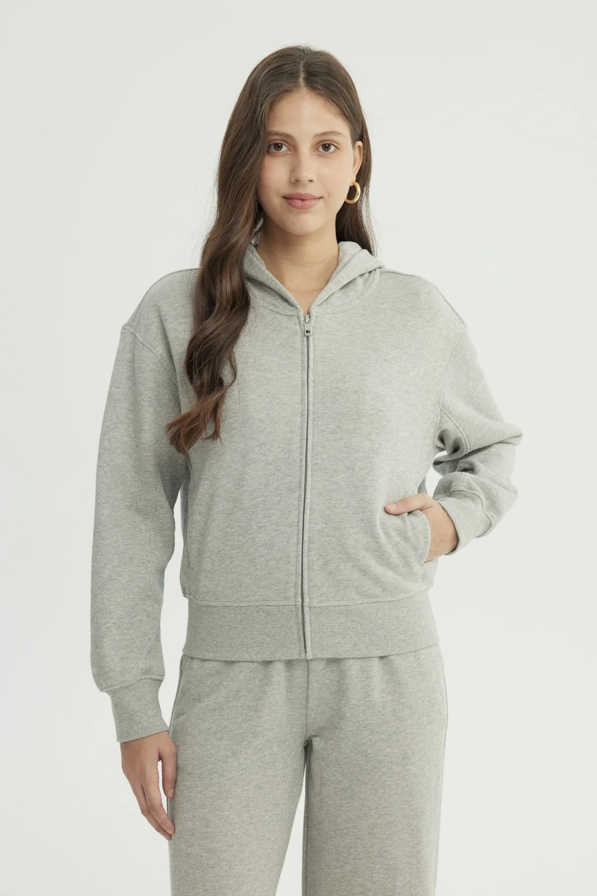 Polerón Mujer Classic Gris Melange