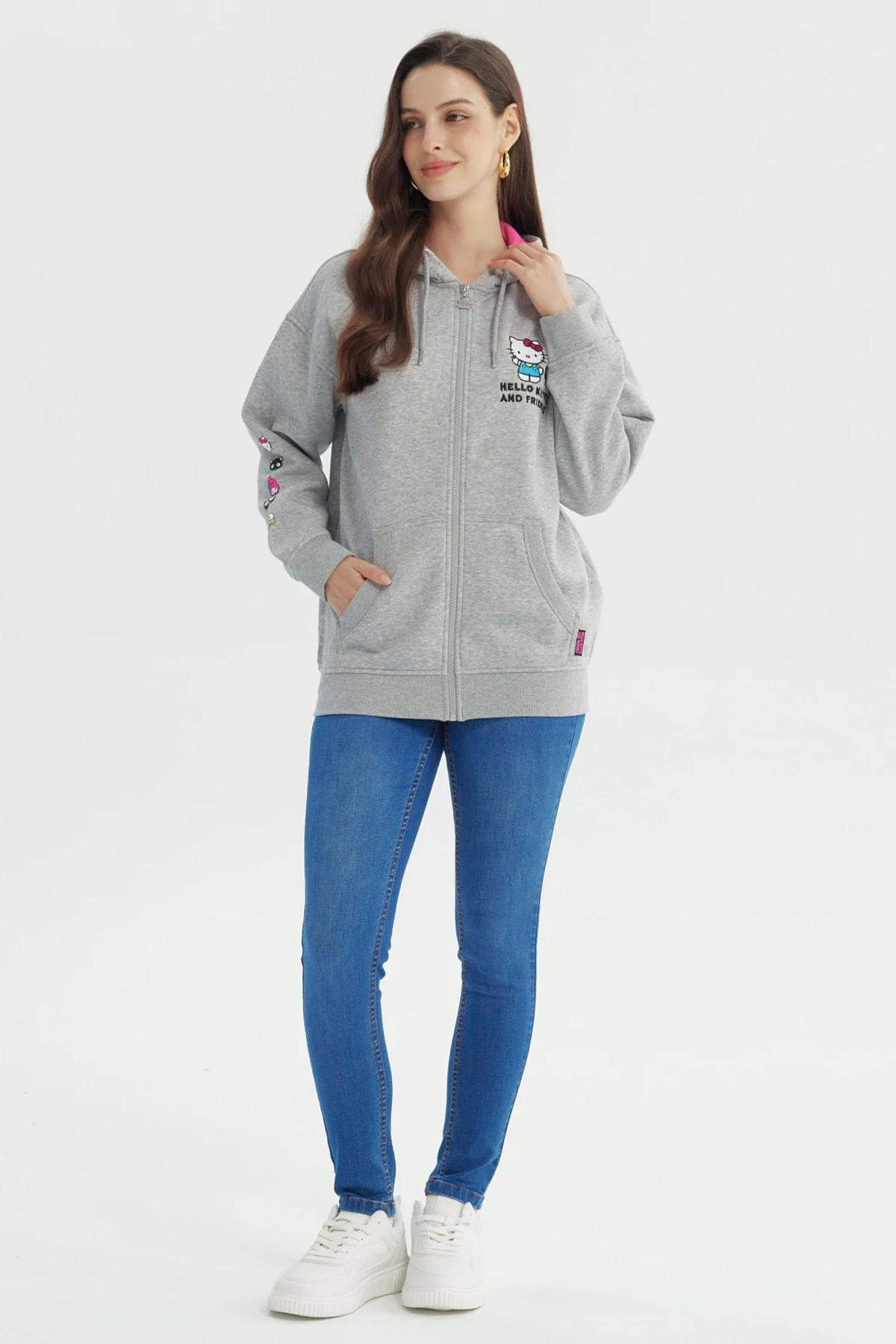 Polerón Mujer Hello Kitty Gris Melange - Image 4