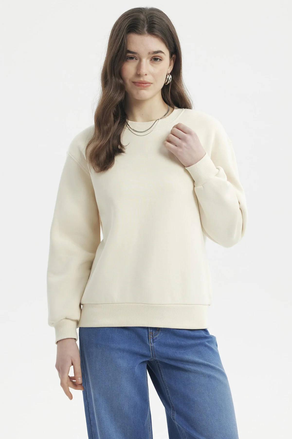 Polerón Mujer Liso Crema