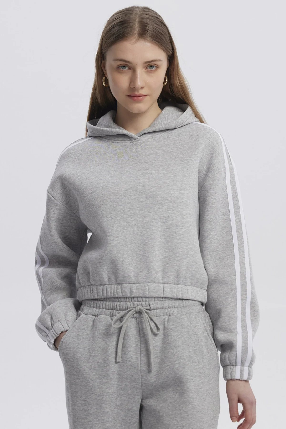 Polerón Mujer Liso Gris Melange