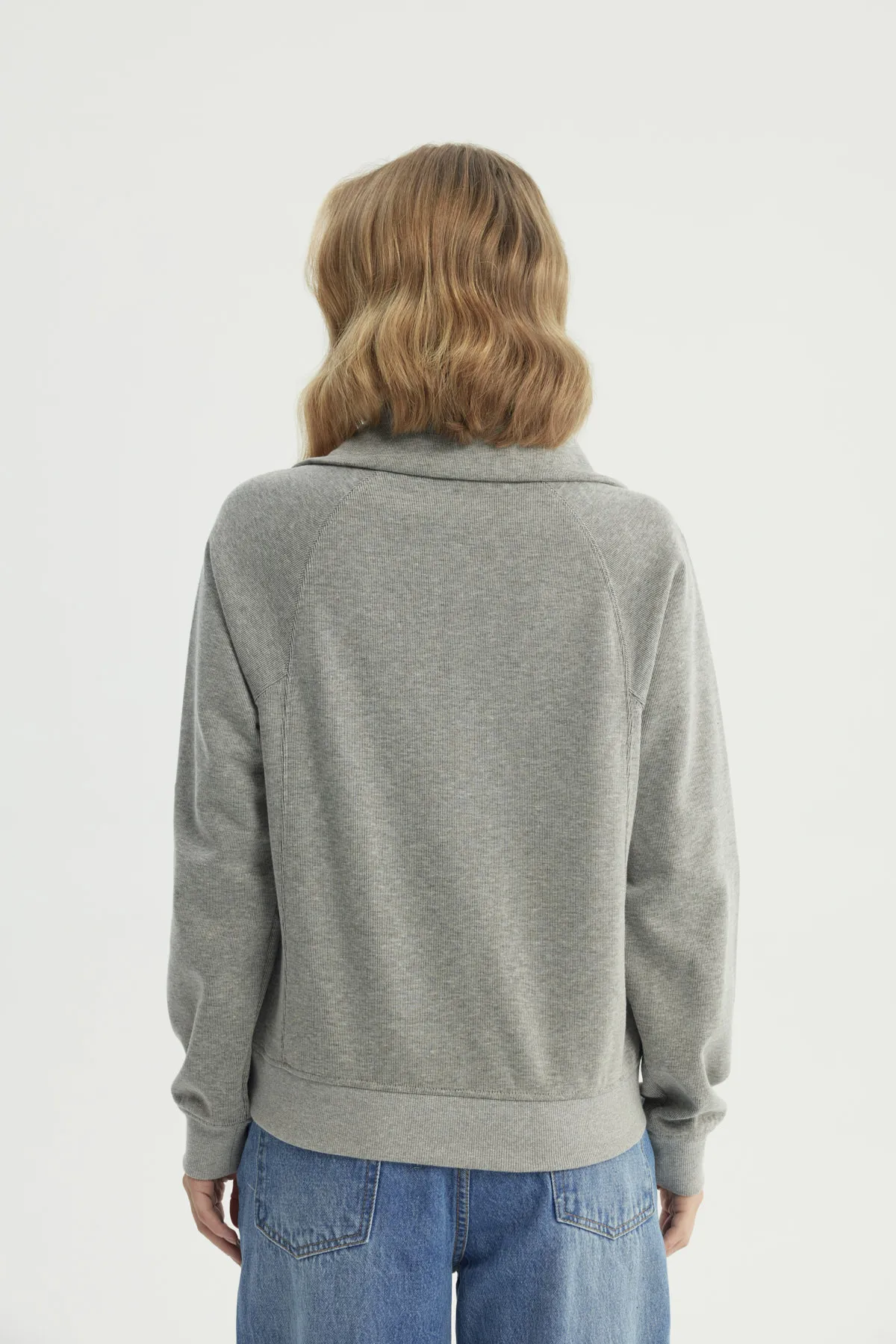 Polerón Mujer Oversize Gris Melange - Image 3