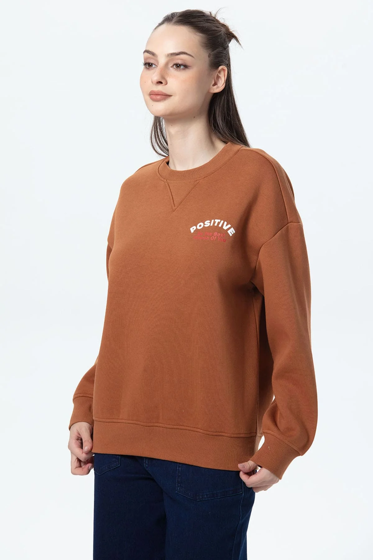 Polerón Mujer Oversize Print Café - Image 2