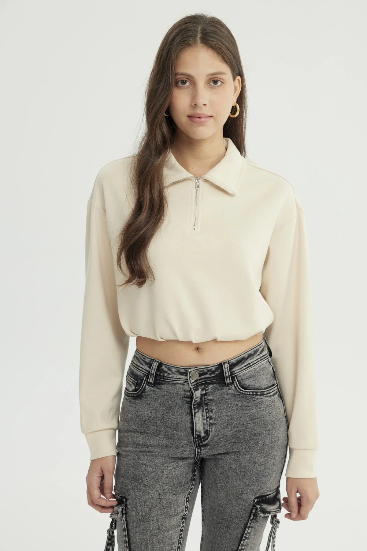 Polerón Mujer Regular Beige Claro