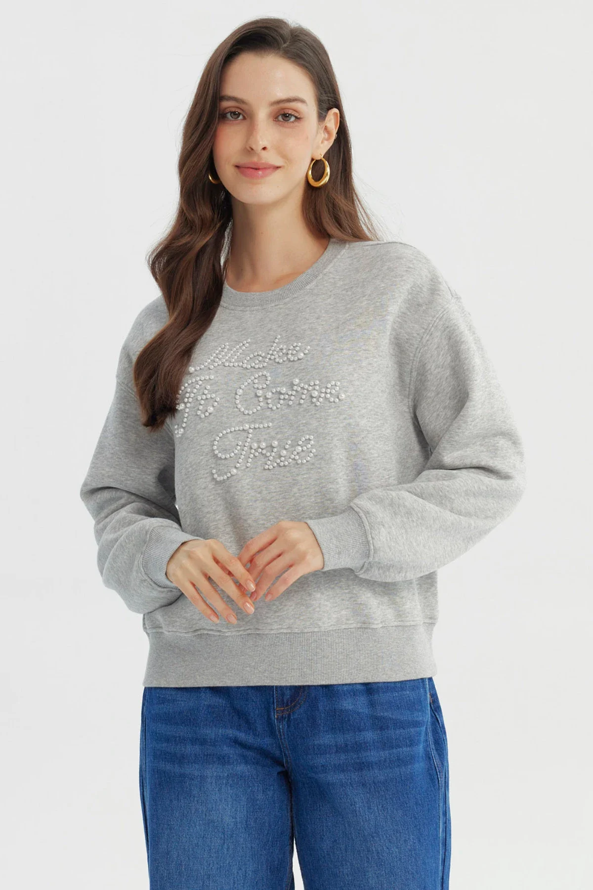 Polerón Mujer Regular Gris Melange