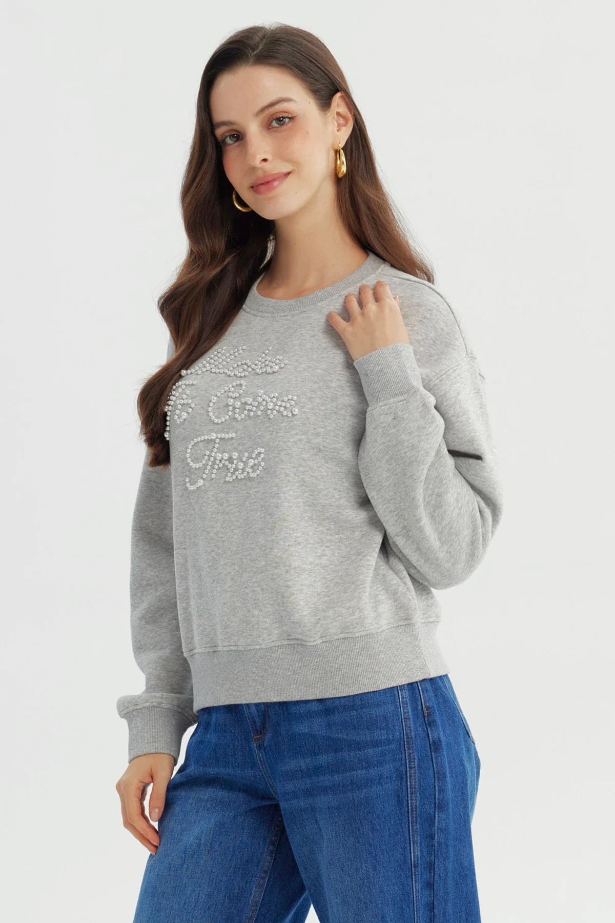 Polerón Mujer Regular Gris Melange - Image 2