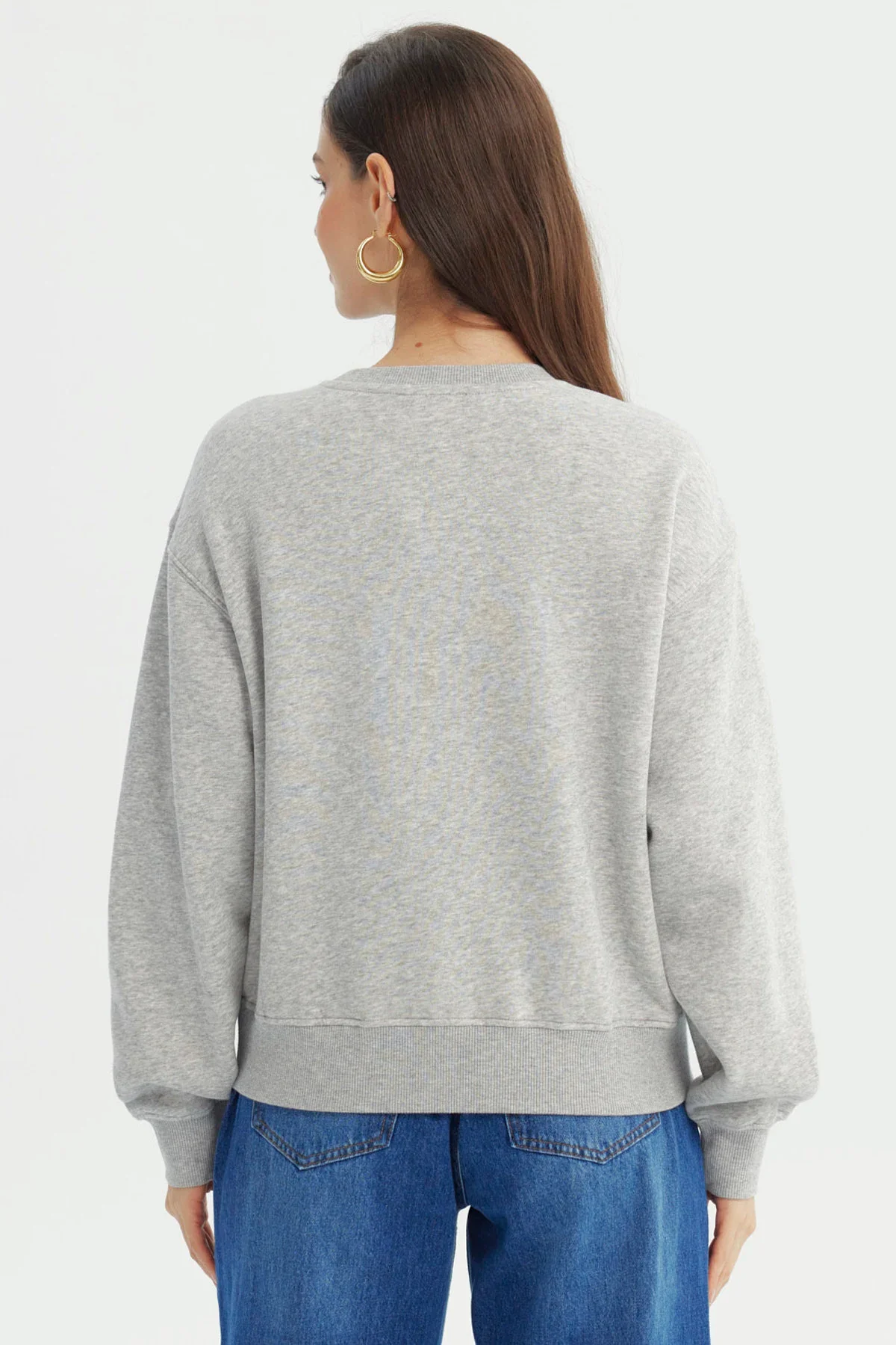 Polerón Mujer Regular Gris Melange - Image 3