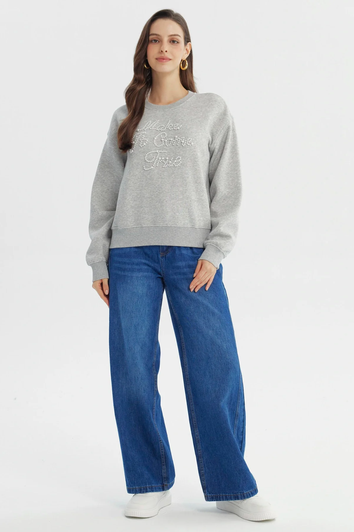 Polerón Mujer Regular Gris Melange - Image 4