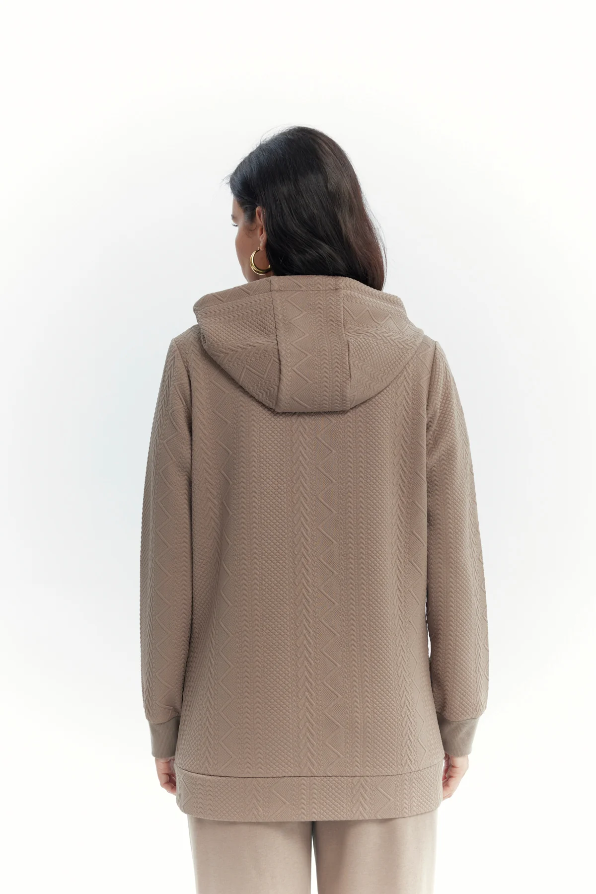 Polerón Mujer Slim Cuello Con Cierre Beige - Image 3