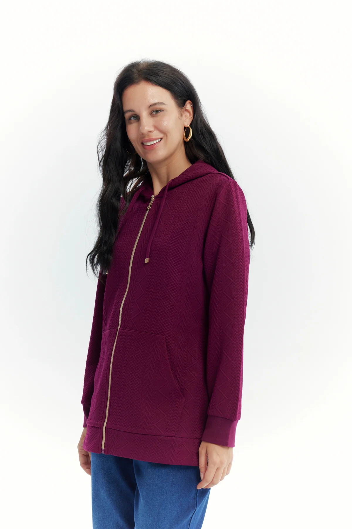 Polerón Mujer Slim Cuello Con Cierre Rojo - Image 2