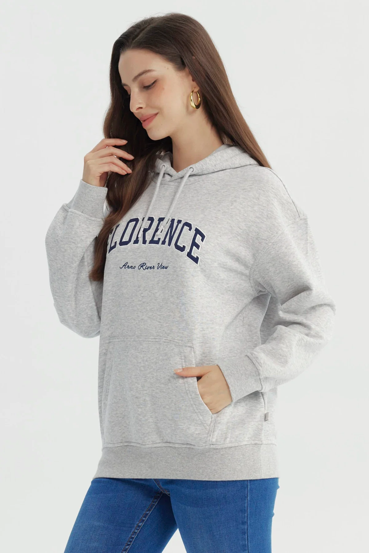 Polerón Mujer Slim Gris Melange - Image 2