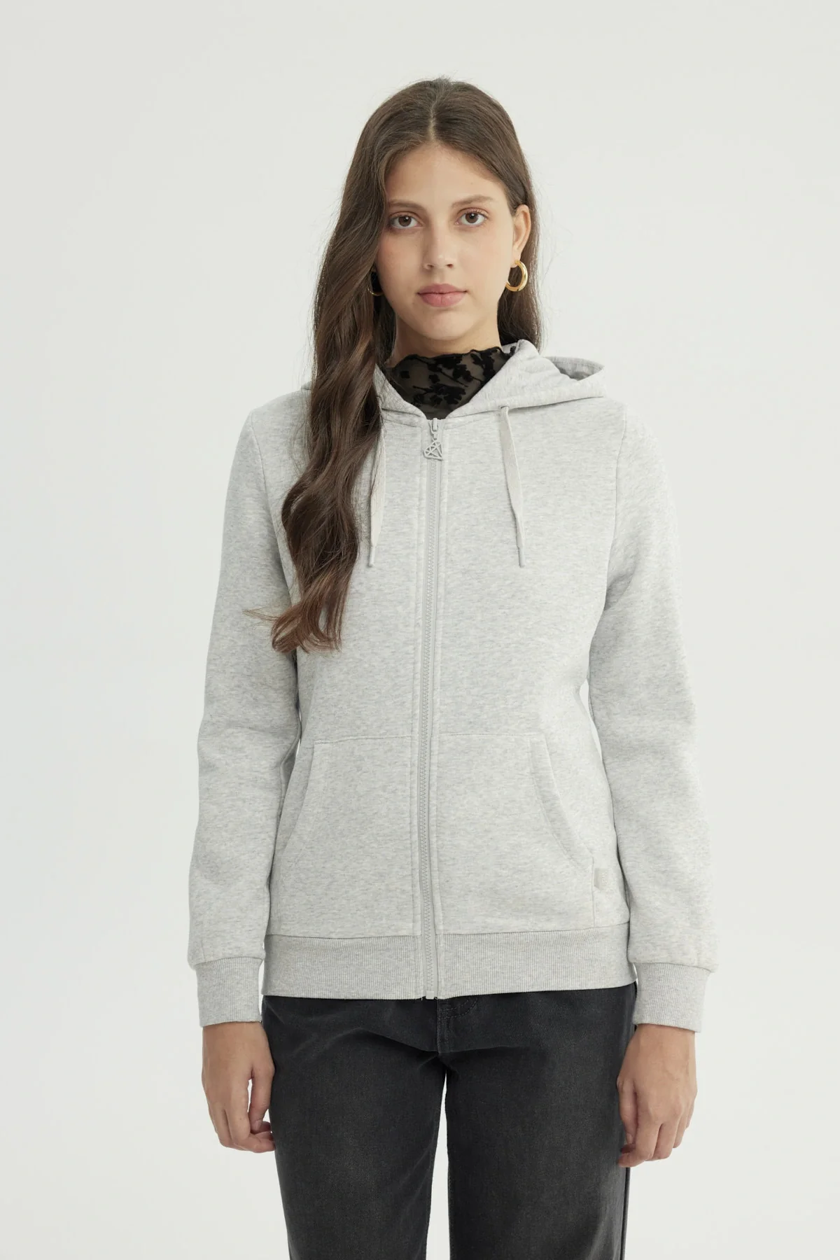 Polerón Mujer Slim Gris Melange