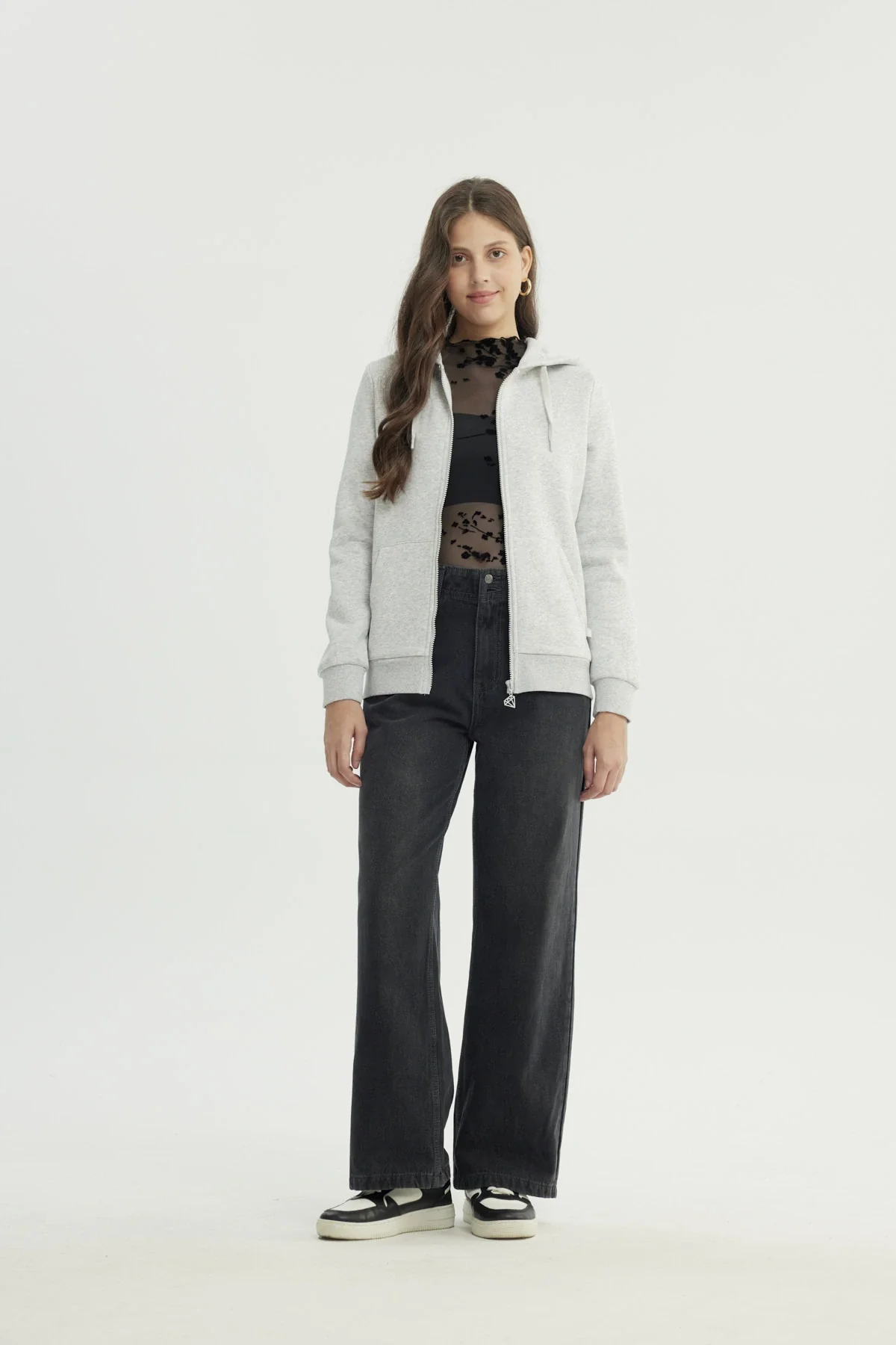 Polerón Mujer Slim Gris Melange - Image 4