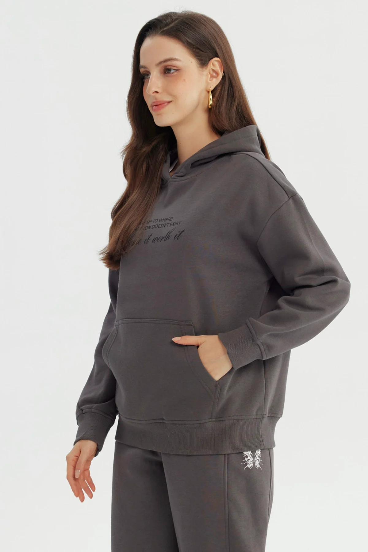Polerón Mujer Slim Gris Oscuro - Image 2
