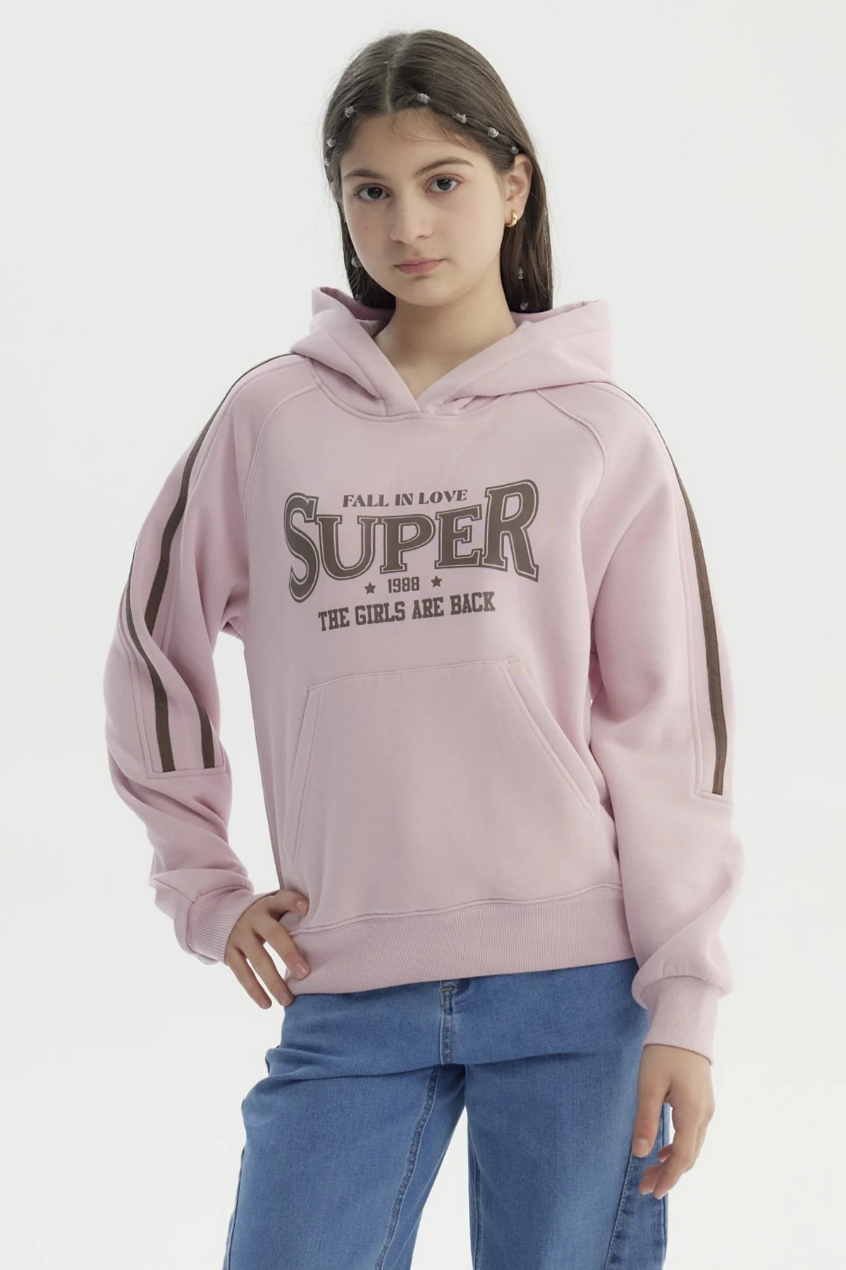 Polerón Niña Con Gorro Rosado