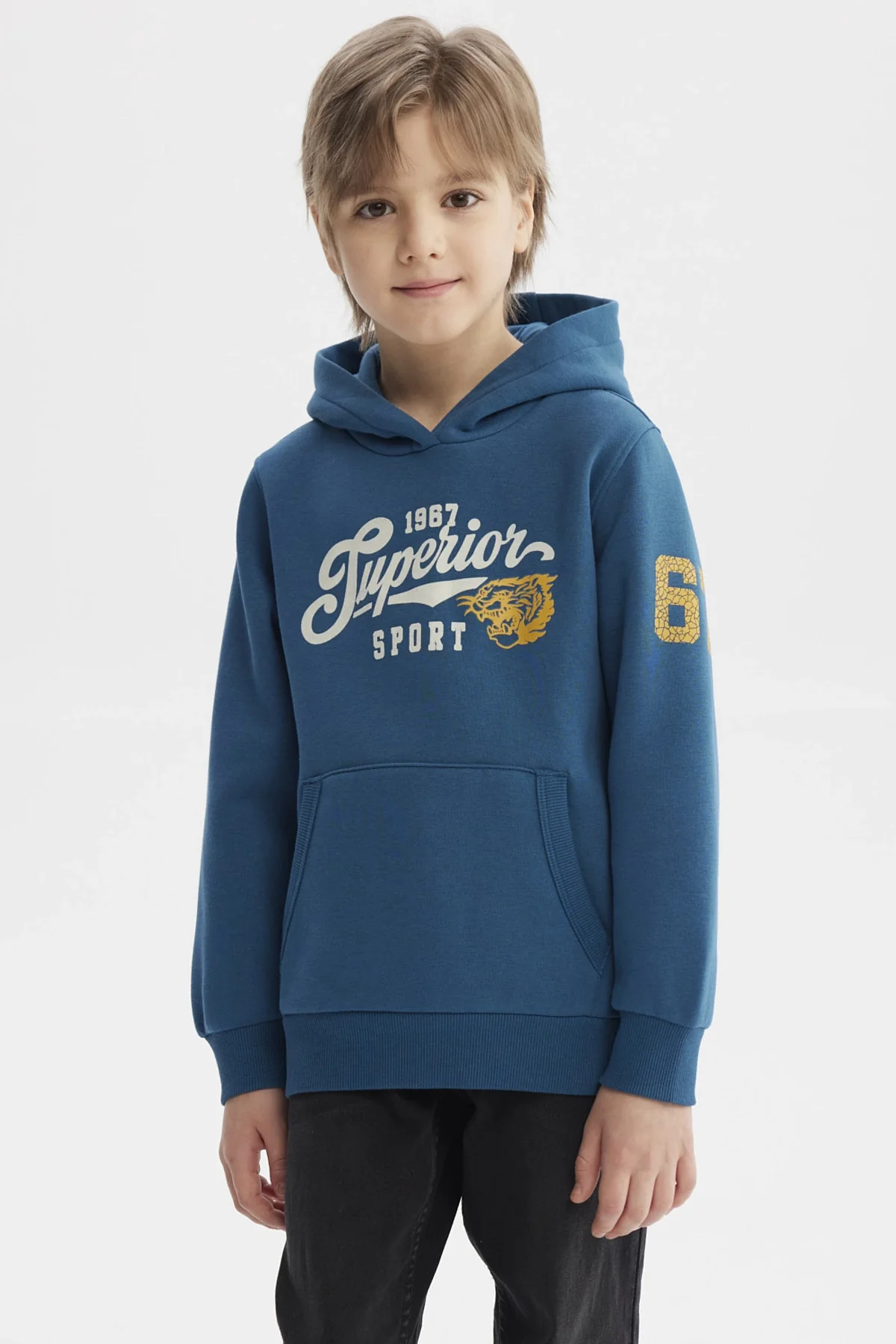 Polerón Niño Con Gorro Azul Petroleo