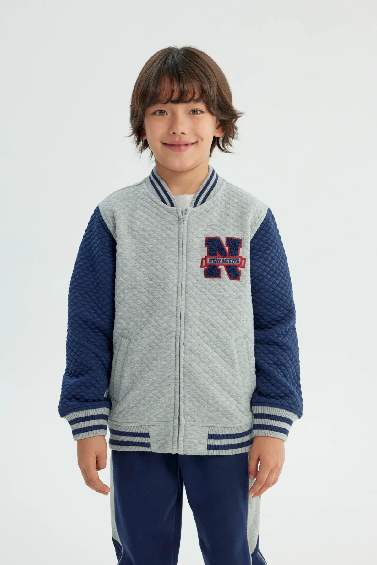Polerón Niño Regular Gris Melange