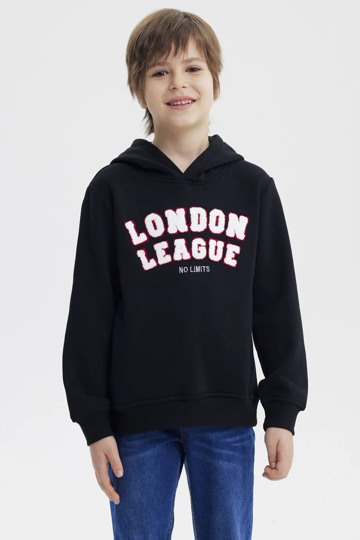 Polerón Niño Slim Con Gorro Negro