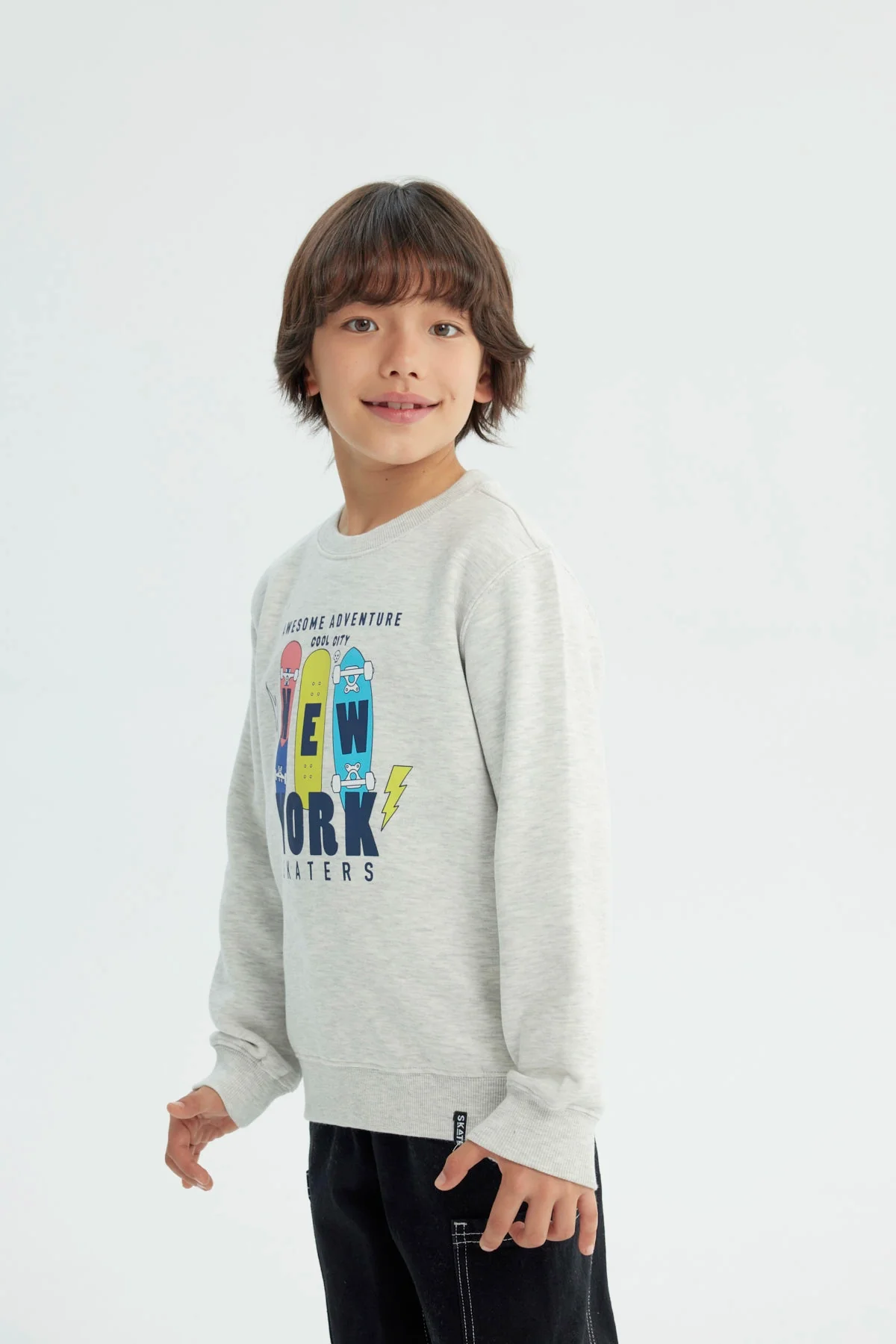 Polerón Niño Slim Gris Melange - Image 2